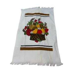 As is Vintage Fruit Basket Kitchen Hand‎ Towel Fringed never washed/used